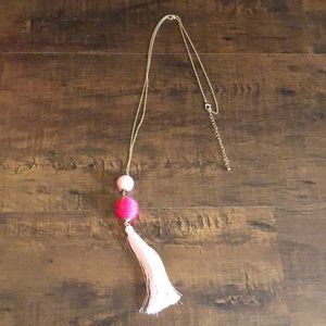 NEVER WORN: Pink Pom-Pom Necklace